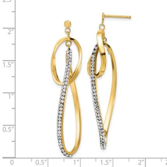 New 14K Gold Dangle Earrings with Swarovski Crystals - Picture 4 of 10